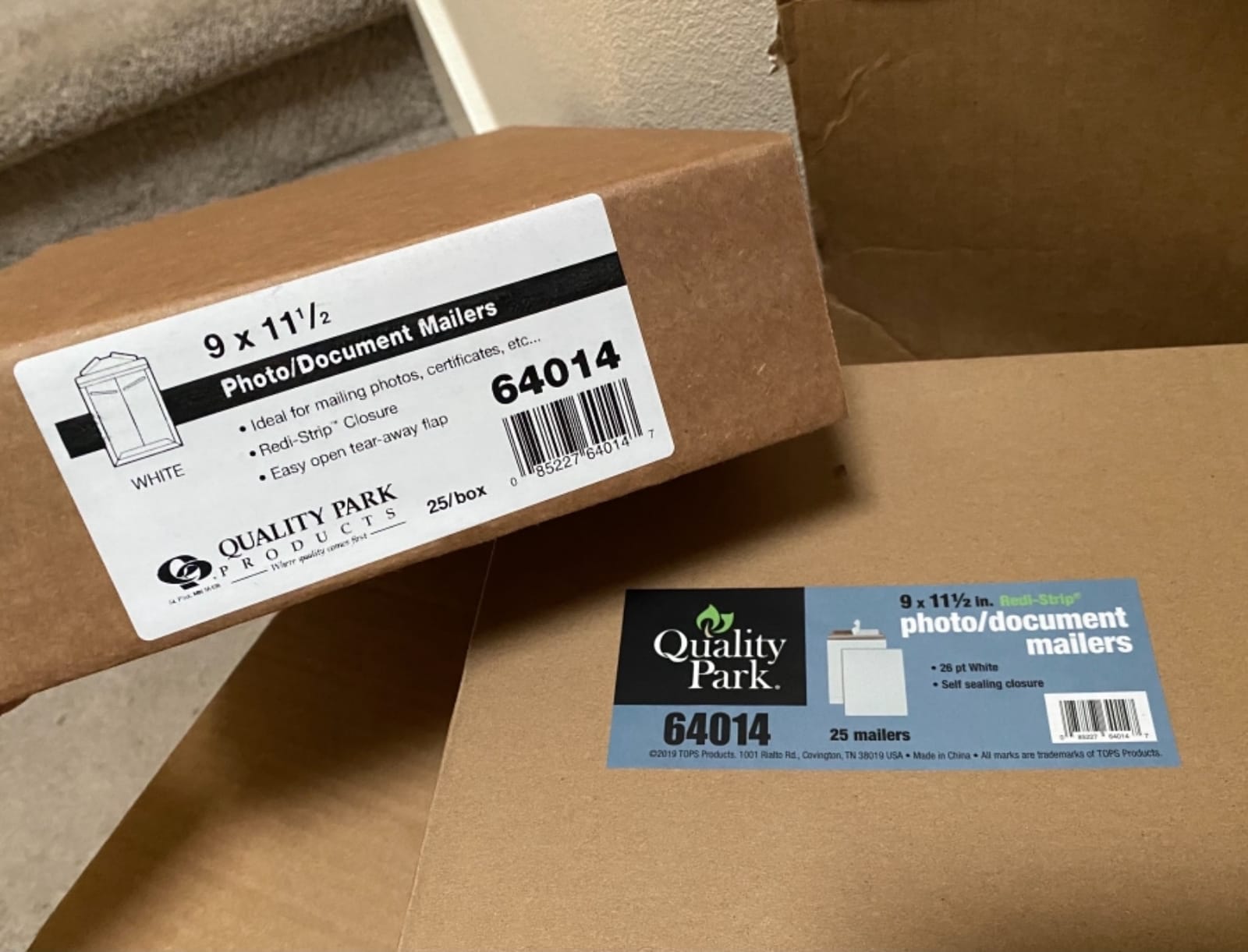 Quality Park Photo Document Mailers, Redi-Strip Self Seal Closure, Rigid Stay Flat Mailer, White Recycled Fiberboard, 9