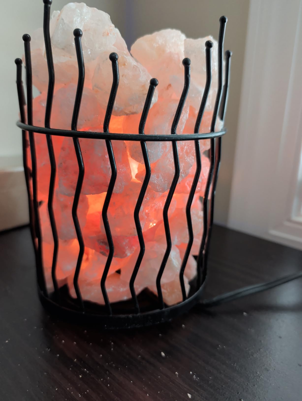 Natural Himalayan Salt , Tall Round Metal Basket lamp with Dimmer Switch | 8-10 lbs customer photo 2