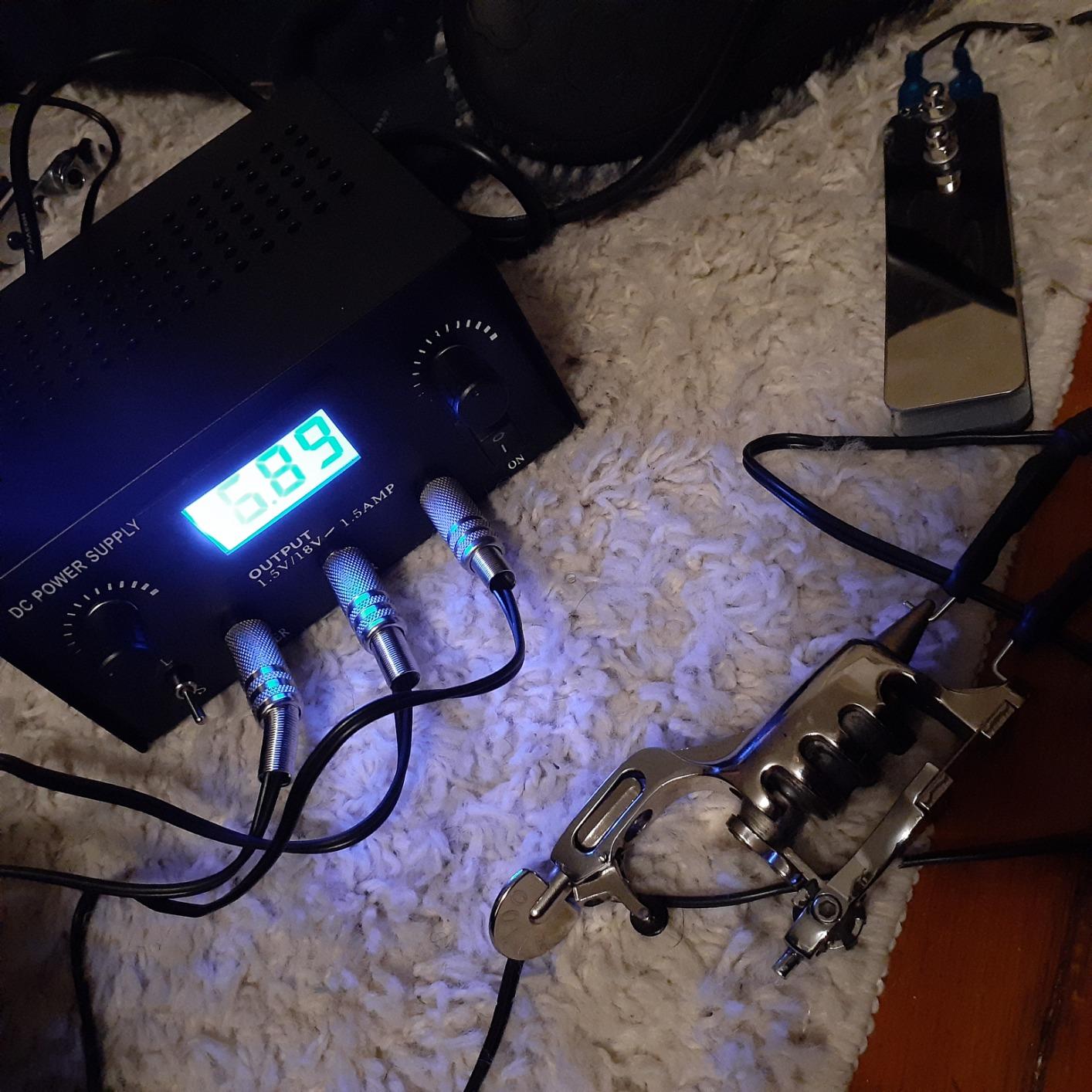 Pirate Face Tattoo Dual Digital Tattoo Power Supply with Foot Pedal and 2 Clip Cords, Black Color customer photo 2