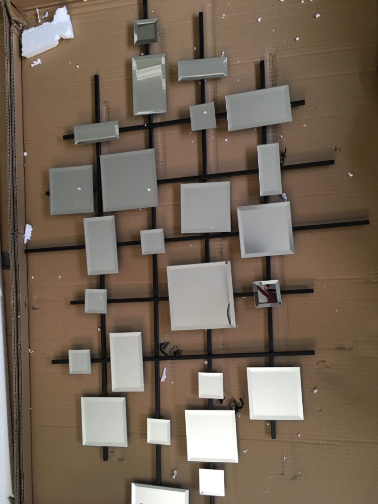 Deco 79 Metal Geometric Home Wall Decor Wall Sculpture with Square Mirrored Accents, Wall Art 28