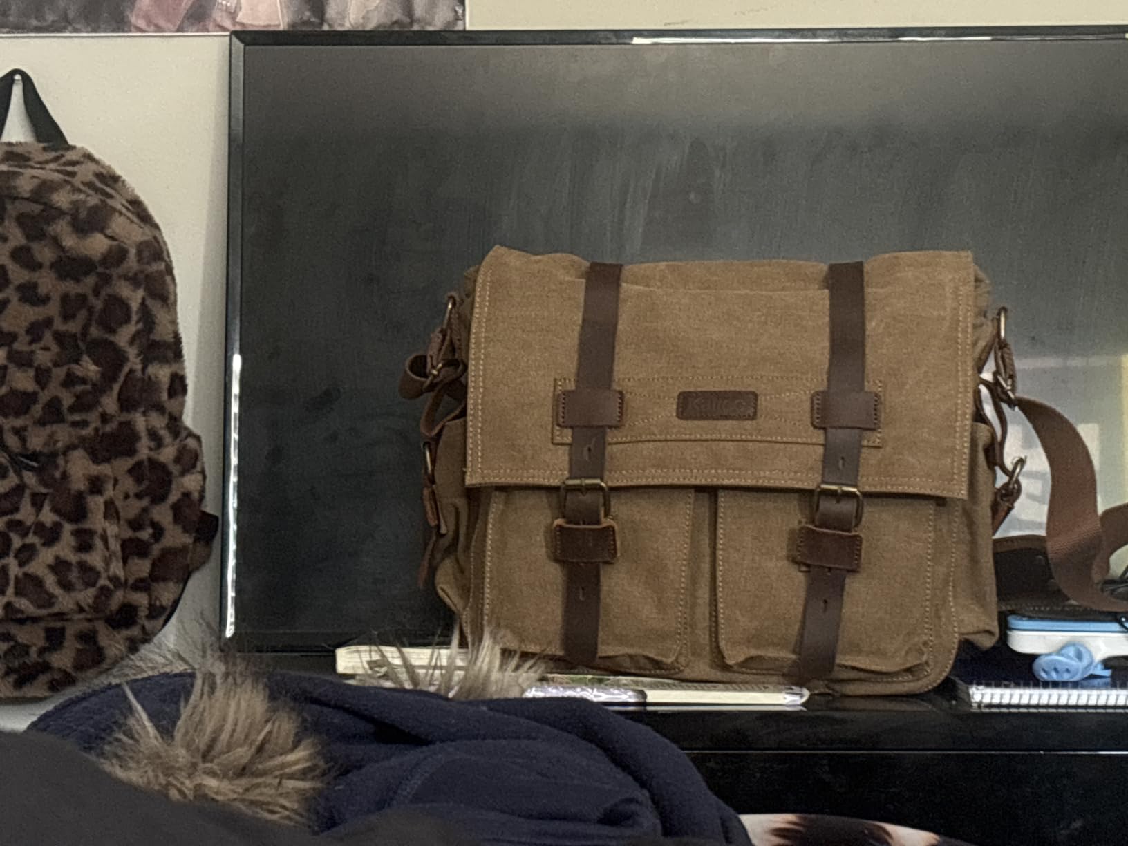 Kattee Vintage Leather Canvas DSLR SLR Camera Bags for Men customer photo 1