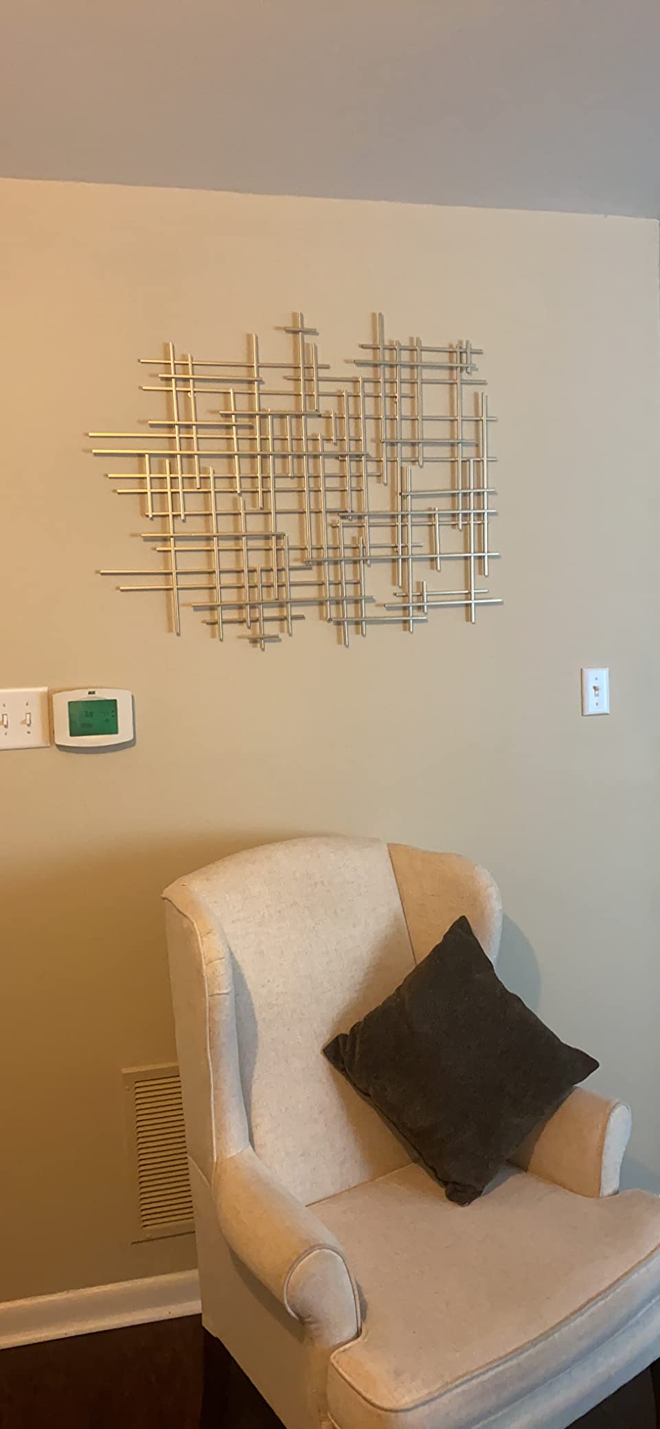 Bellaa 27079 Metal Wall Art Cross Geometric Abstract Modern Contemporary 3D Hanging Wrought Iron Minimalist Sculpture Living Room Outdoor Boho Farmhouse Home Decor Champagne Light Gold Large customer photo 2
