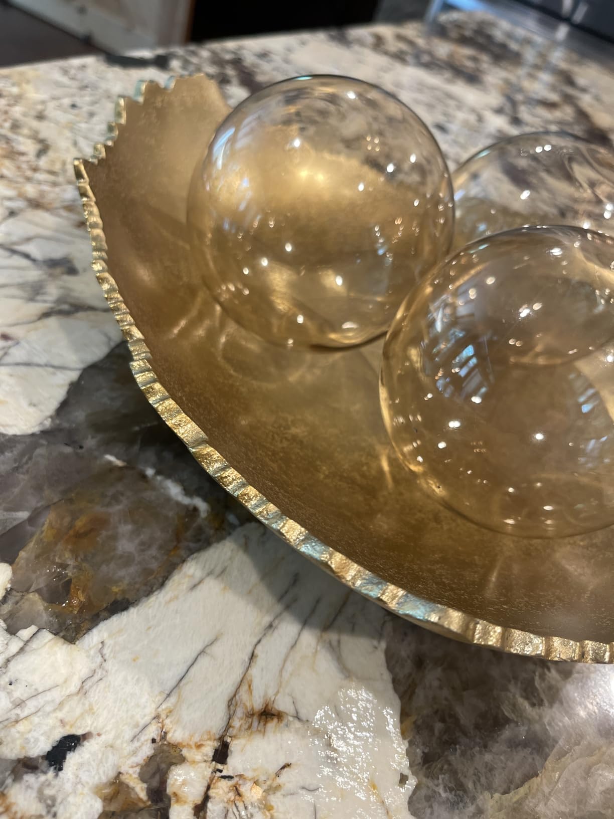 Red Co. 12” Decorative Antique Golden Allure Torn Metal Centerpiece Bowl with Sculpted Edges customer photo 1