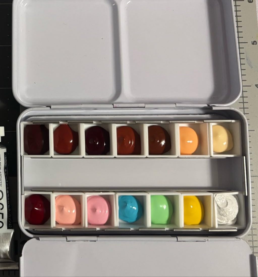 MEEDEN Empty Watercolor Paint Palette: Travel Water Color Palette Tin with 48 Half Pans - Portable Metal Palette Tin Box (Black) customer photo 1