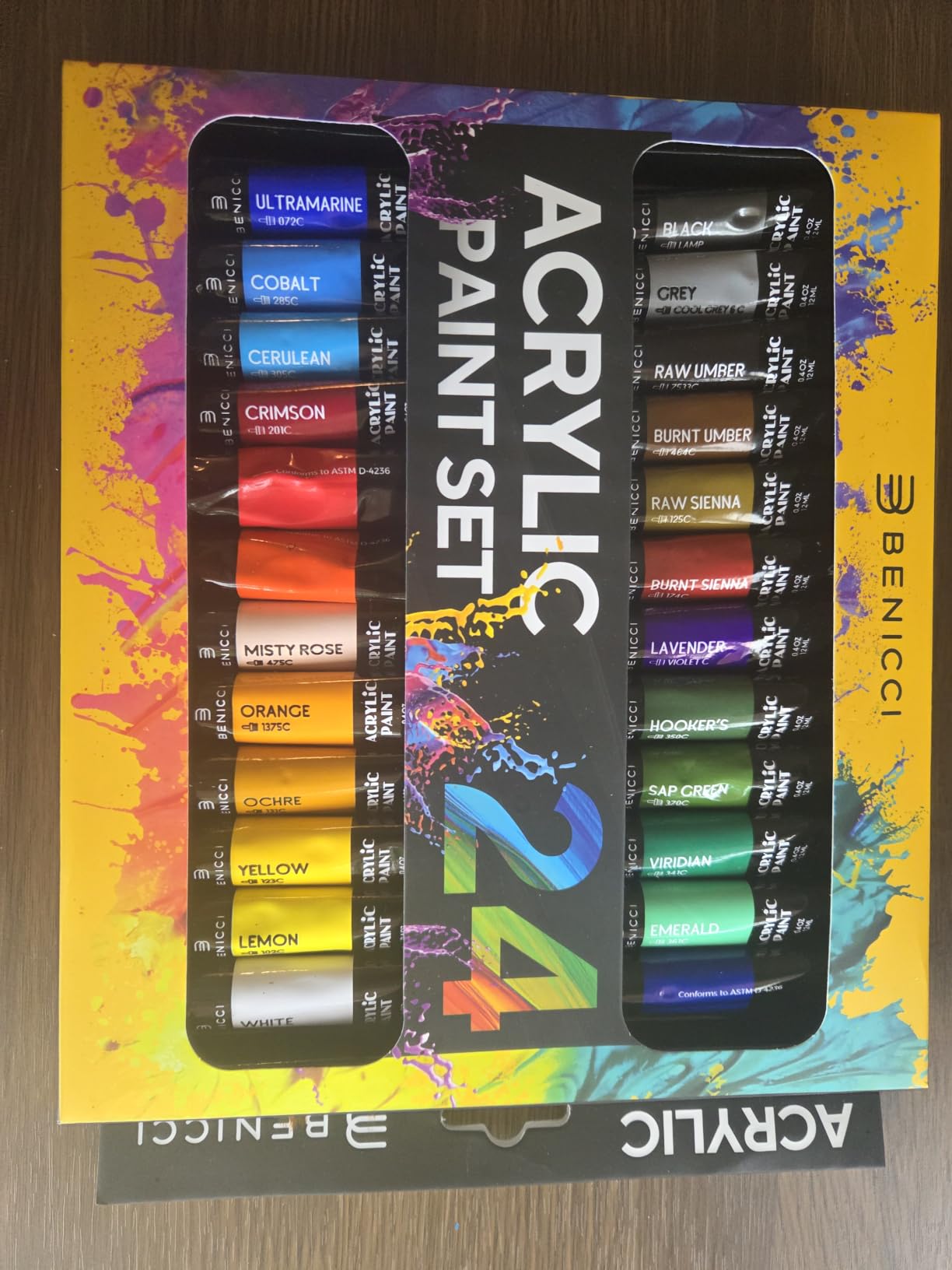 Complete Acrylic Paint Set – 24х Rich Pigment Colors – 12x Art Brushes with Bonus Paint Art Knife & Sponge – for Painting Canvas, Clay, Ceramic & Crafts, Non-Toxic & Quick Dry – for Kids & Adults customer photo 1
