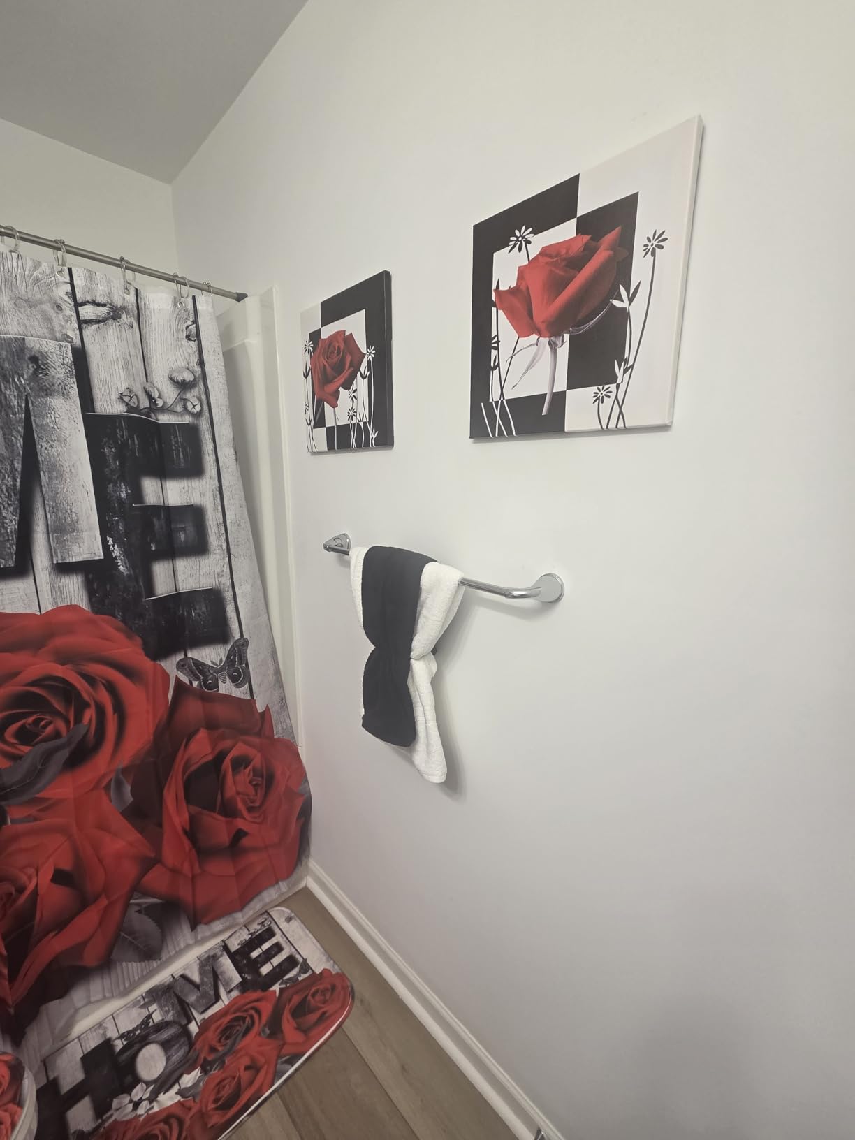 NAN Wind 3 Pcs Red Rose Canvas Art Black and White Red Wall Art Flower Picture Prints Stretched and Framed Triptych 12
