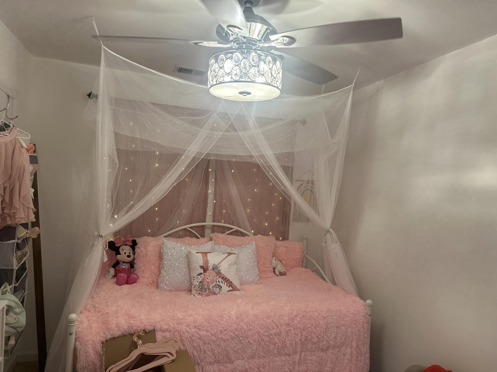 Bed Canopy, Canopy Bed Curtains Bed Drapes for Full Queen King Size Bed Mosquito Net Bed Canopy Curtains for Patio Indoor Outdoor Gothic Room Decor Screen Netting Canopy Curtains Blcak customer photo 2