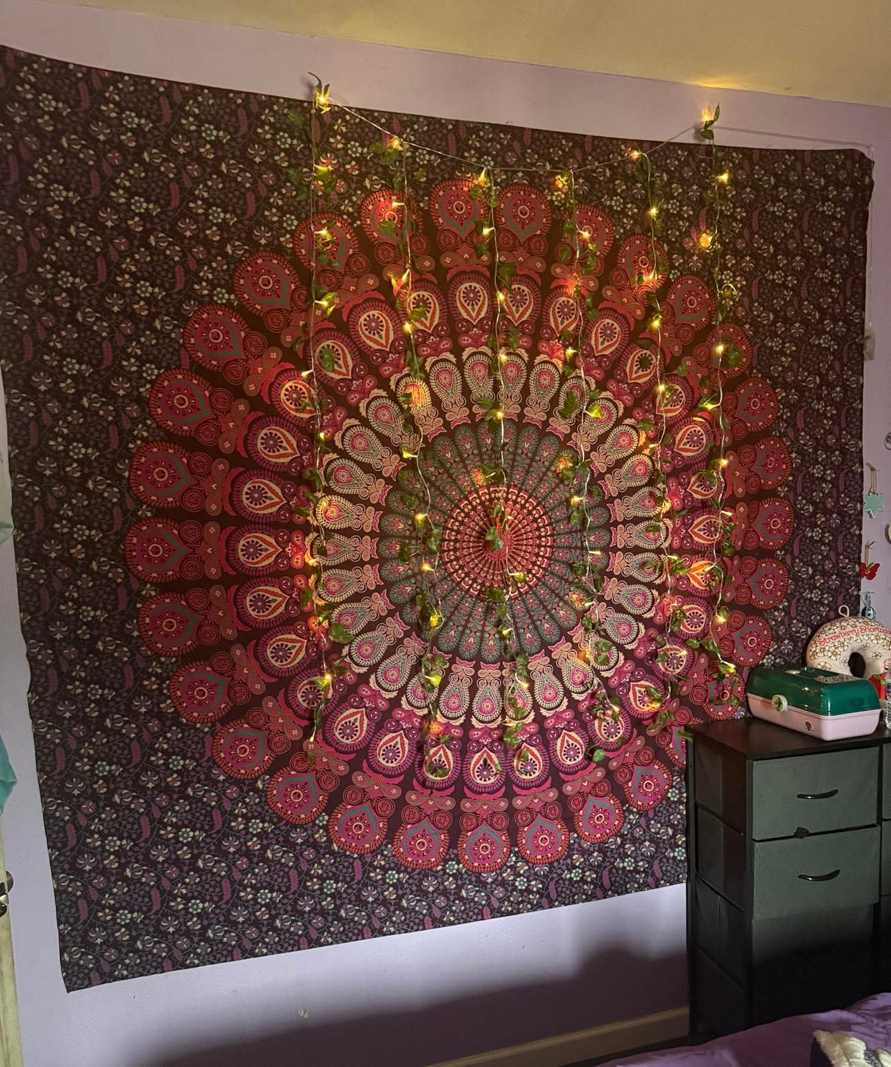 raajsee Blue Orange Tapestry Mandala Wall Hanging- Wall Tapestries For Bedroom - Aesthetic Tapestrys -Queen (82x92 Inches / 208x232 Cms) customer photo 2