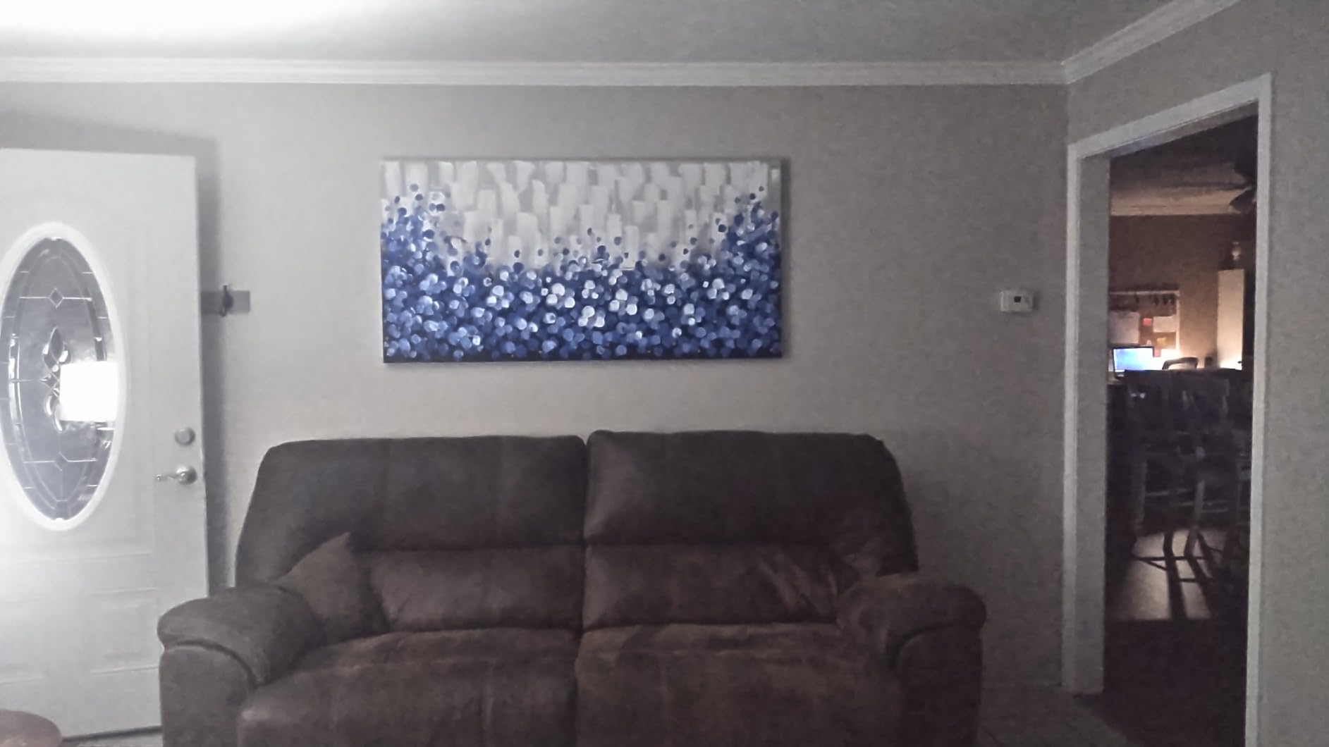 MyArton Large Abstract Dark Blue Square Wall Art Hand Painted Textured Oil Painting on Canvas Ready To Hang 60x30inch customer photo 2
