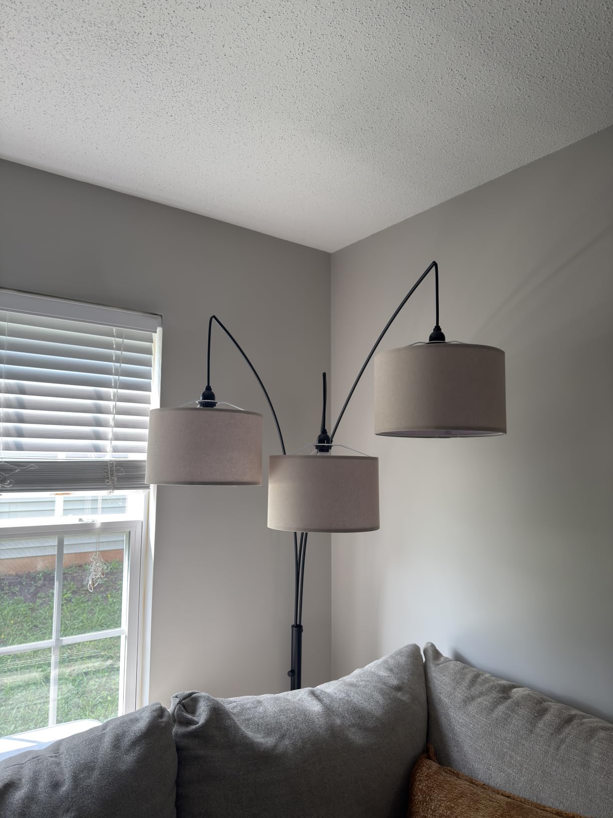 Brightech Trilage Arc Floor Lamp - Large Standing Lamp with 3 Fabric Shades & LED Bulbs for Living Room Over the Sofa, Reading, Multi-Head Traditional Tree Floor Lamp for Bedroom - Oil Rubbed Bronze customer photo 2
