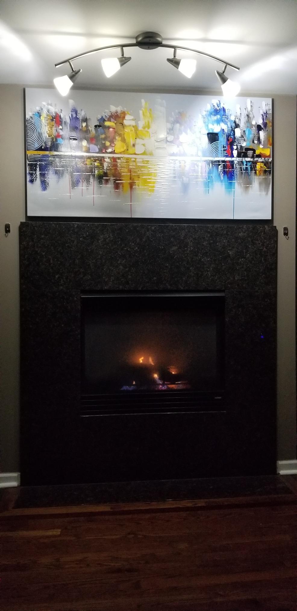 Hand Painted Cityscape Modern Oil Painting on Canvas Reflection Abstract Wall Art Decor (48 x 24 inch) customer photo 2