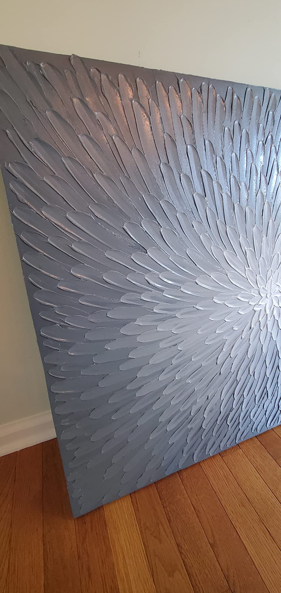 AMEI 24x48in Handmade Abstract Acrylic Paintings (Elegant Gray) customer photo 2