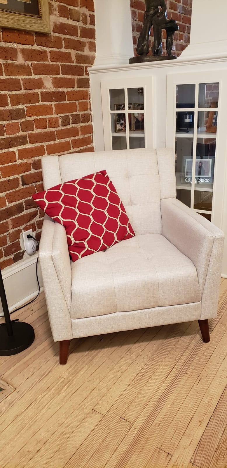 Christopher Knight Home Evelyn Mid Century Modern Fabric Arm Chair, Beige & Walnut (305538 customer photo 1