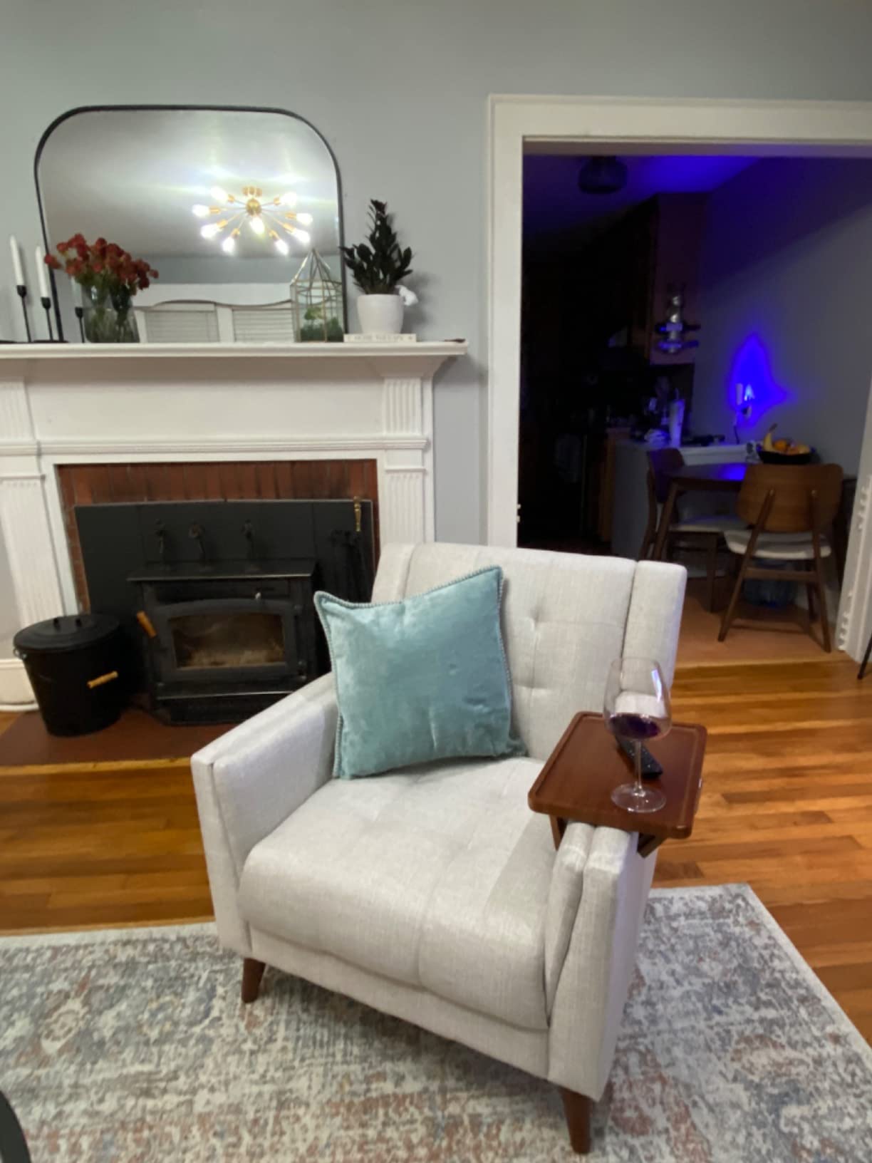 Christopher Knight Home Evelyn Mid Century Modern Fabric Arm Chair, Beige & Walnut (305538 customer photo 2