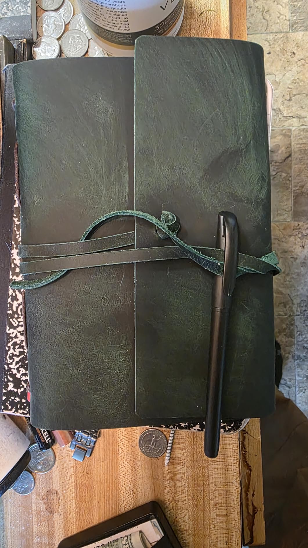 Leather Journal Writing Notebook - Genuine Leather Bound Daily Notepad for Men & Women Lined Paper 240 Kraft Pages, Handmade, Rustic Brown, 5 x 7 in customer photo 2