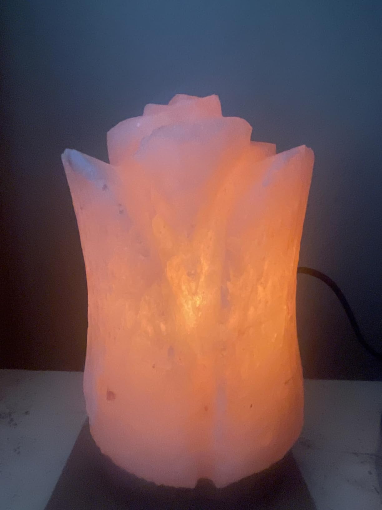 Spantik Tulip Shape Himalayan Pink Salt Lamp | Hand-Carved Rock Salt Flower Lamp | Natural Salt Night Light Desk Lamp for Home Office Decor | Himalayan Salt Lamps Sourced from Pakistan customer photo 1