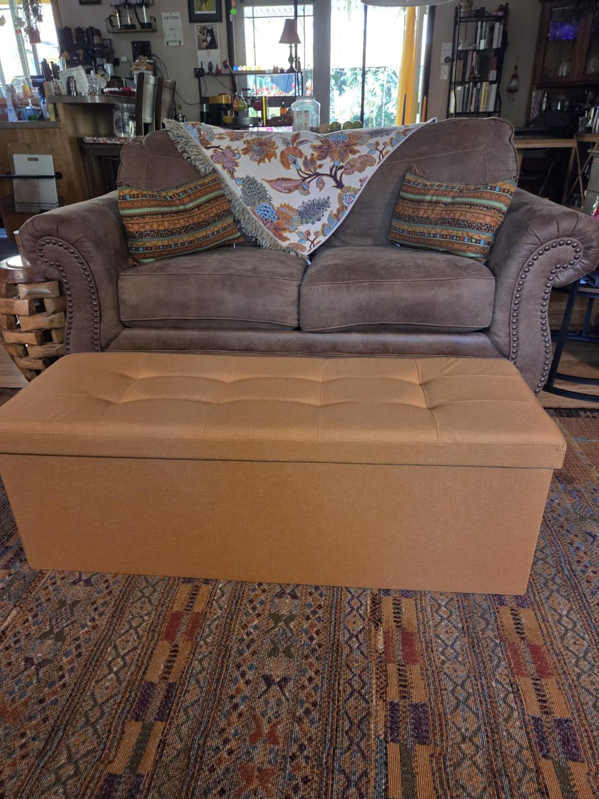 SONGMICS 43.3 Inches Folding Storage Ottoman Bench, Load 660 lb customer photo 1