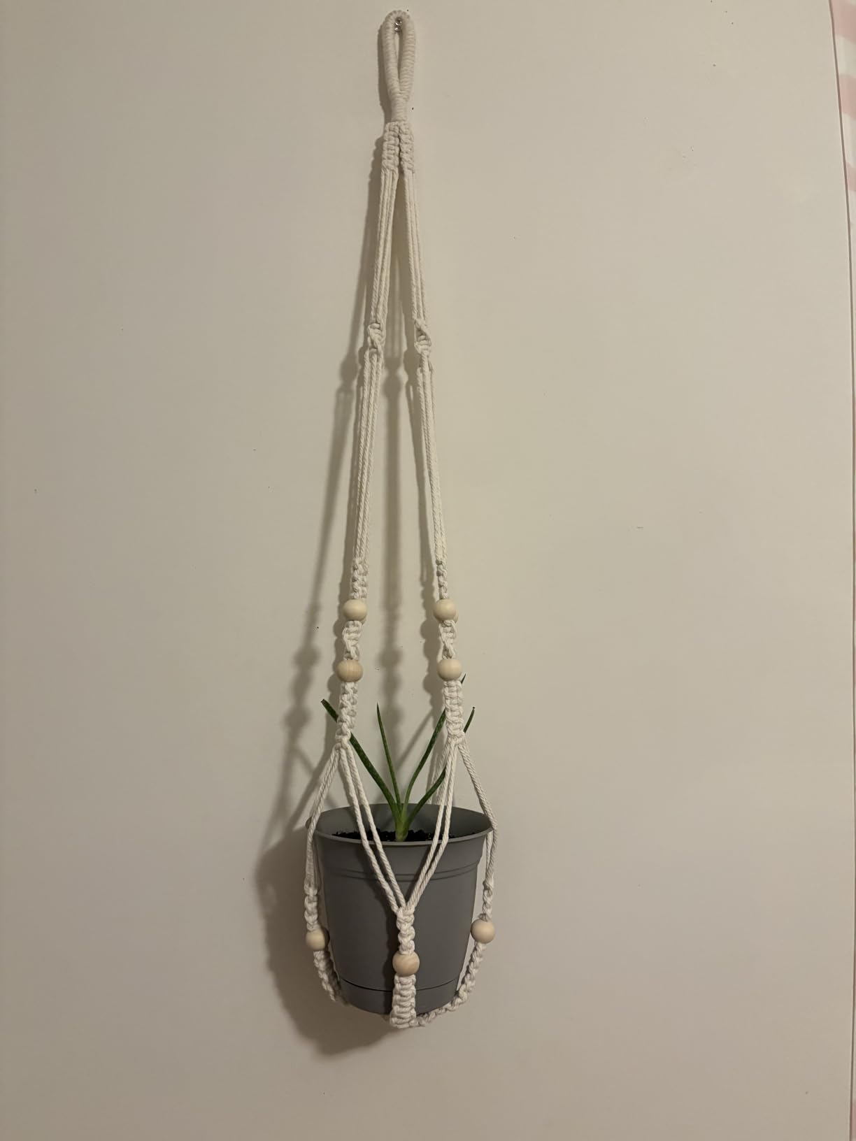 Mkono Macrame Plant Hanger Indoor 35 Inch Hanging Planter Basket Ivory 1Pc customer photo 1
