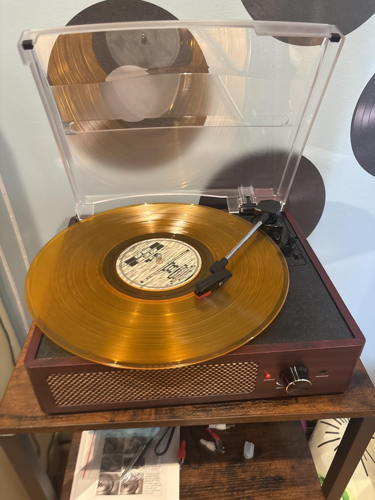 Vinyl Record Player Turntable with Built-in Bluetooth Receiver & 2 Stereo Speakers, 3 Speed 3 Size Portable Retro Record Player for Entertainment and Home Decoration customer photo 2