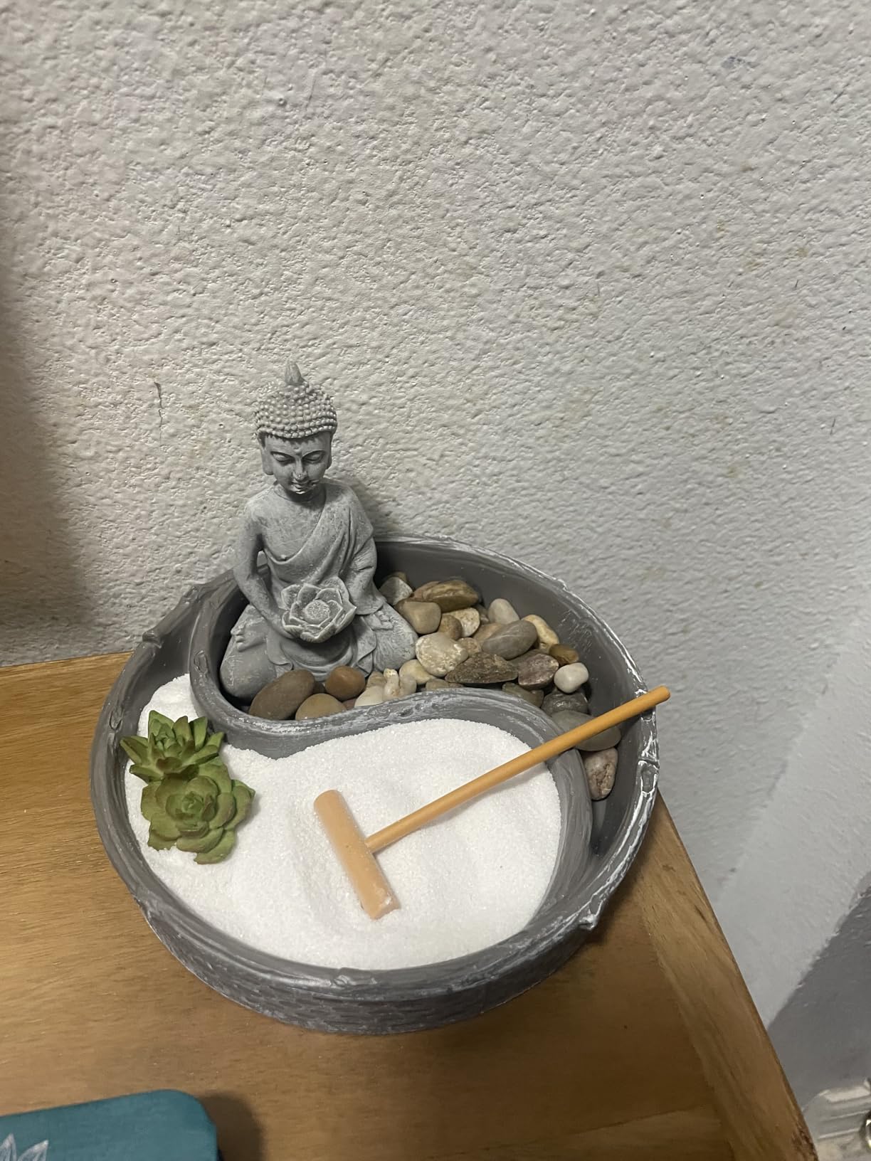 Nature's Mark Mini Zen Garden Kit for Desk with Lotus, Buddha Figures, Rake and Natural Sand River Rocks Table/Desk Décor Gift Set for Home and Office 6 x 6 Inches Round Base customer photo 2