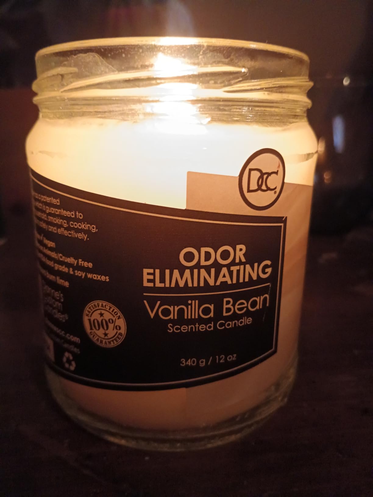 Vanilla Bean Odor Eliminating Highly Fragranced Candle - Eliminates 95% of Pet, Smoke, Food, and Other Smells Quickly - Up to 80 Hour Burn time - 12 Ounce Premium Soy Blend customer photo 1