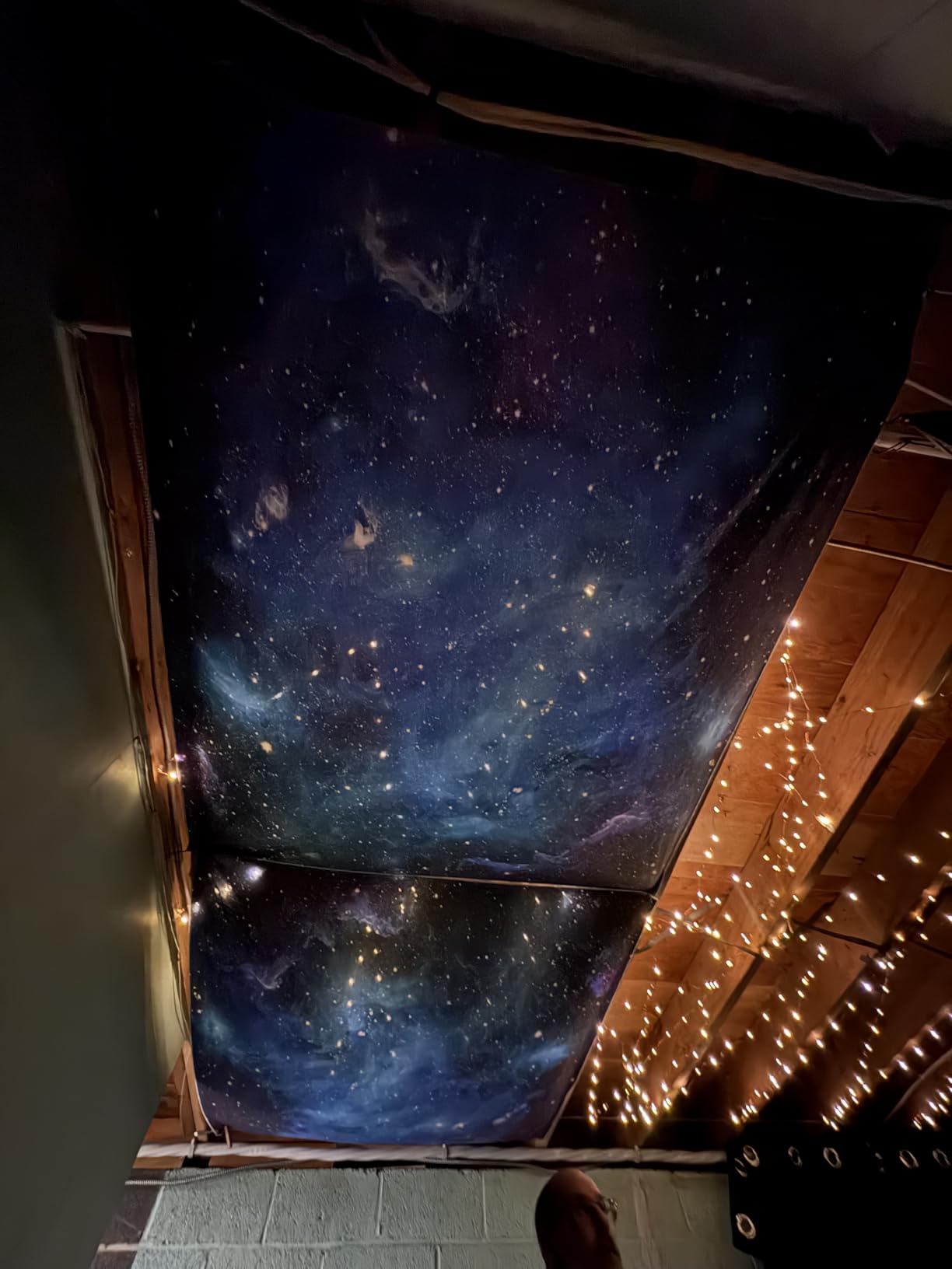 Lahasbja Galaxy Tapestry Blue Starry Sky Universe Space Tapestries Wall Hanging Mysterious Nebula Stars Backdrop for Living Room Dorm customer photo 2