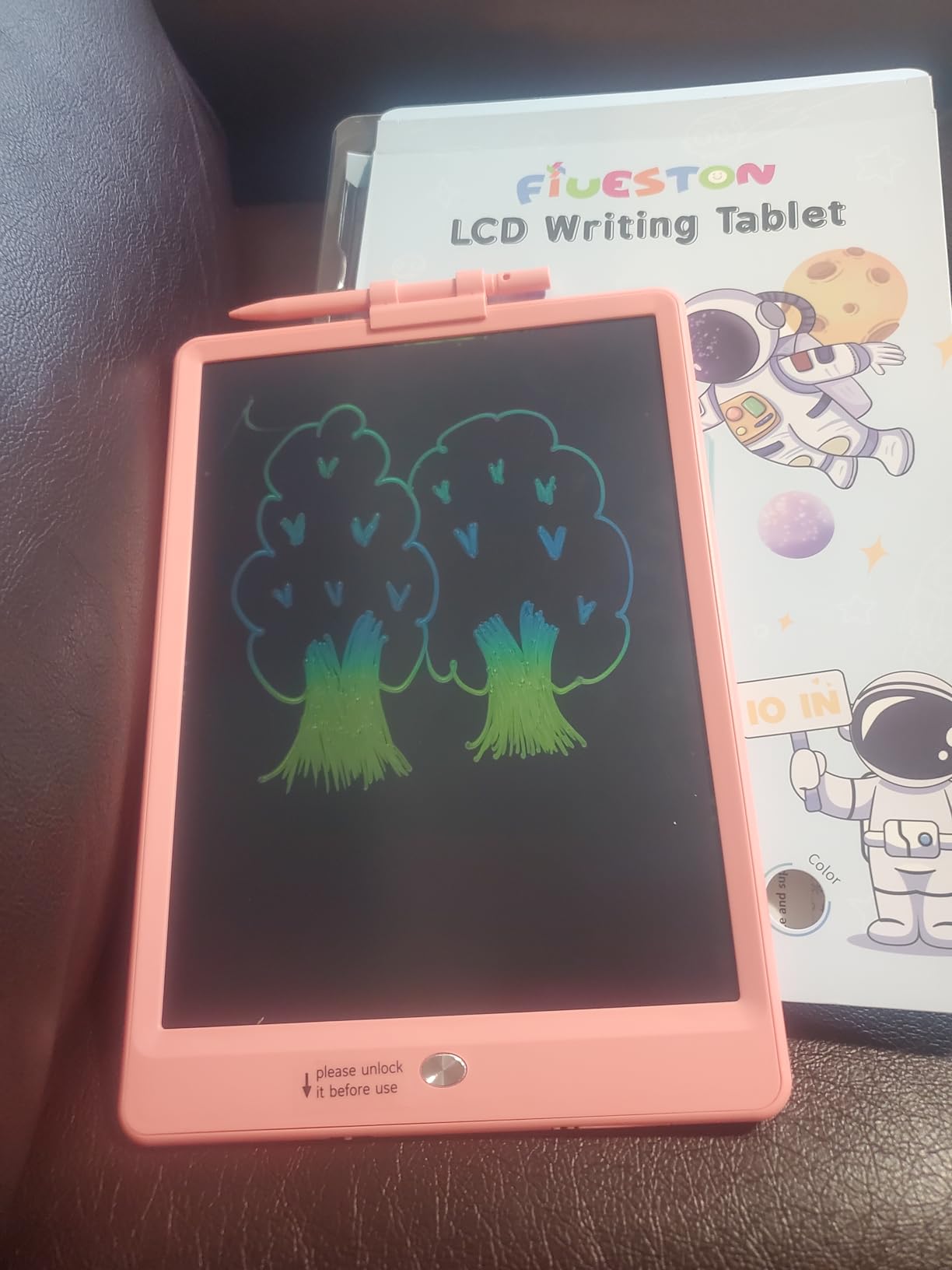 FLUESTON LCD Writing Tablet for Kids, 10 Inch Doodle Board, Colorful Drawing Pad for Toddler, Educational Travel Toy Gifts for 3-8 Year Old Girls Boys, Erase Lock Writing Board customer photo 1