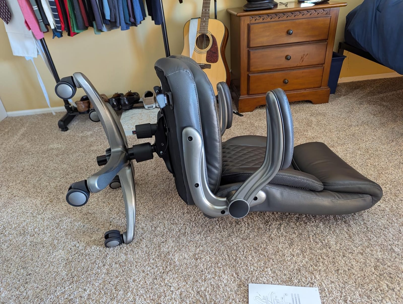 Amazon Basics Ergonomic Executive Office Desk Chair with Lumbar Support, Flip-up Armrests, Adjustable Height, Cream Leather customer photo 1