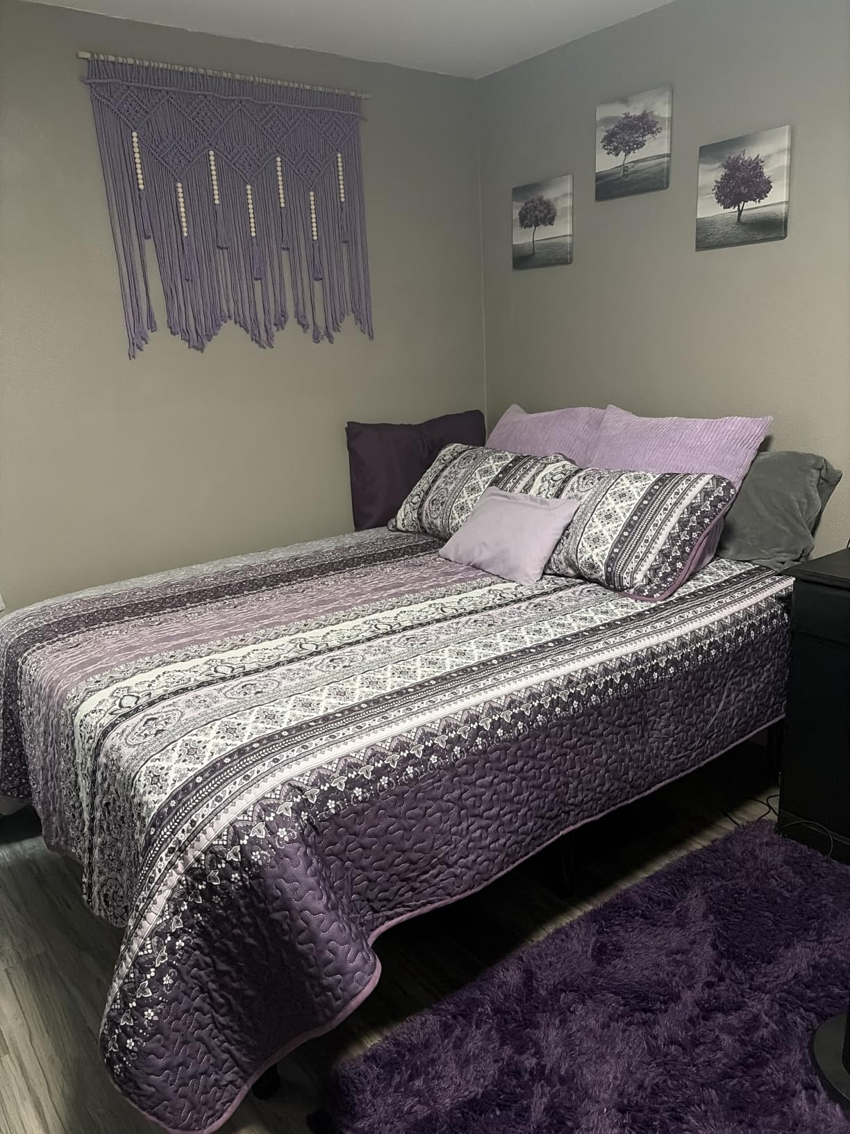 WONGS BEDDING Boho Quilt Queen Size,3 Pieces Soft Blue Stripe Bedding Set customer photo 2
