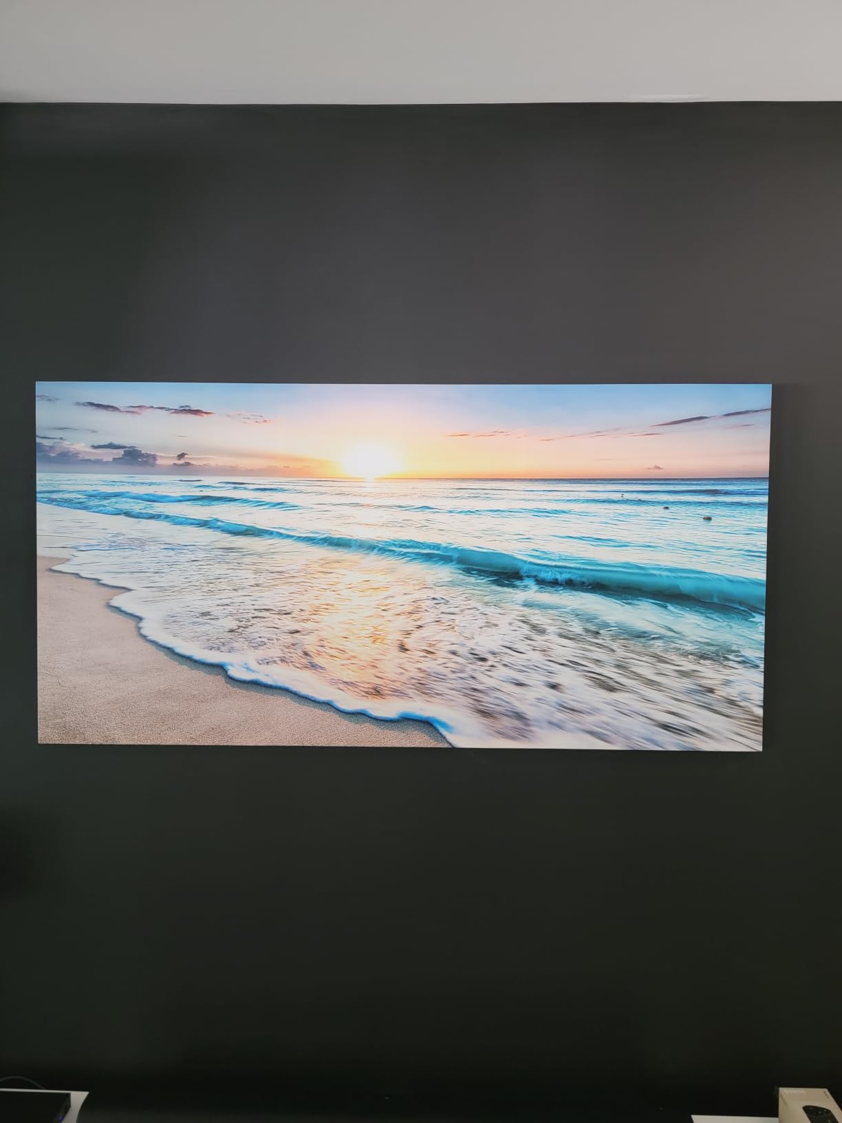 Baisuart S02275 Canvas Prints Wall Art Beach Sunset Ocean Waves Nature Pictures Stretched Pictures to Photo Paintings on Canvas for Home Office Decorations Wall Décor XXLarge 30x60inch customer photo 2