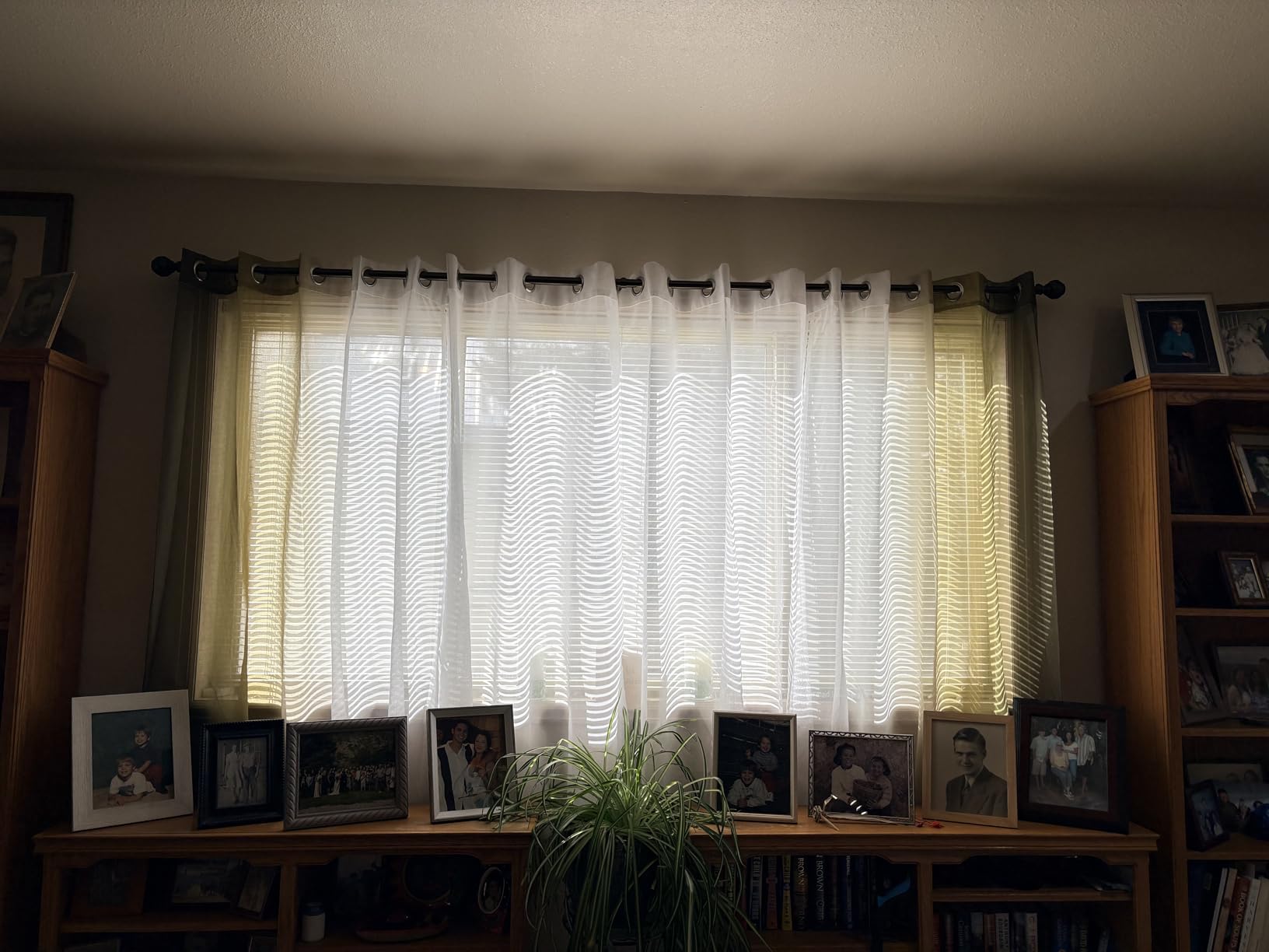 DWCN Grey Faux Linen Ombre Sheer Curtains - Semi Voile Gradient Grommet Top Curtains for Bedroom and Living Room, Set of 2 Window Curtain Panels, 52 x 84 Inches Long customer photo 1