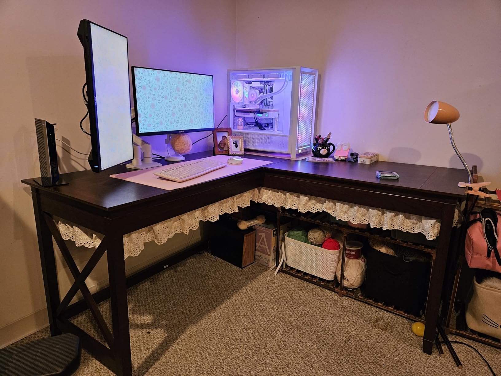 Bush Home Key West 60W Modern Farmhouse L Shaped Desk in Bing Cherry, 60-Inch Corner Computer Table for Home Office Workspace customer photo 1