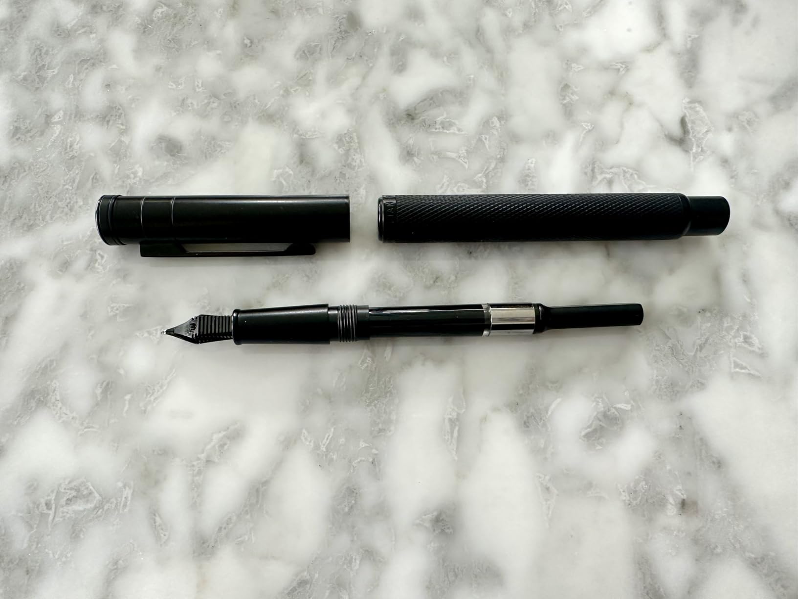 Brushed Black Forest Fude Pen, Bent Nib Calligraphy Fountain Pen (Fine to Broad) with Converter and Metal Box Set by Asvine customer photo 1
