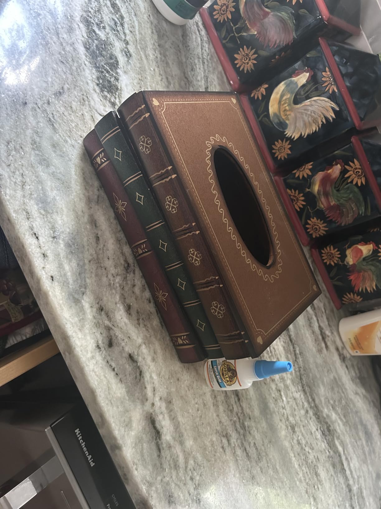 Retro Wooden Antique Book Tissue Box Cover Rectangular Home Library Decor customer photo 2