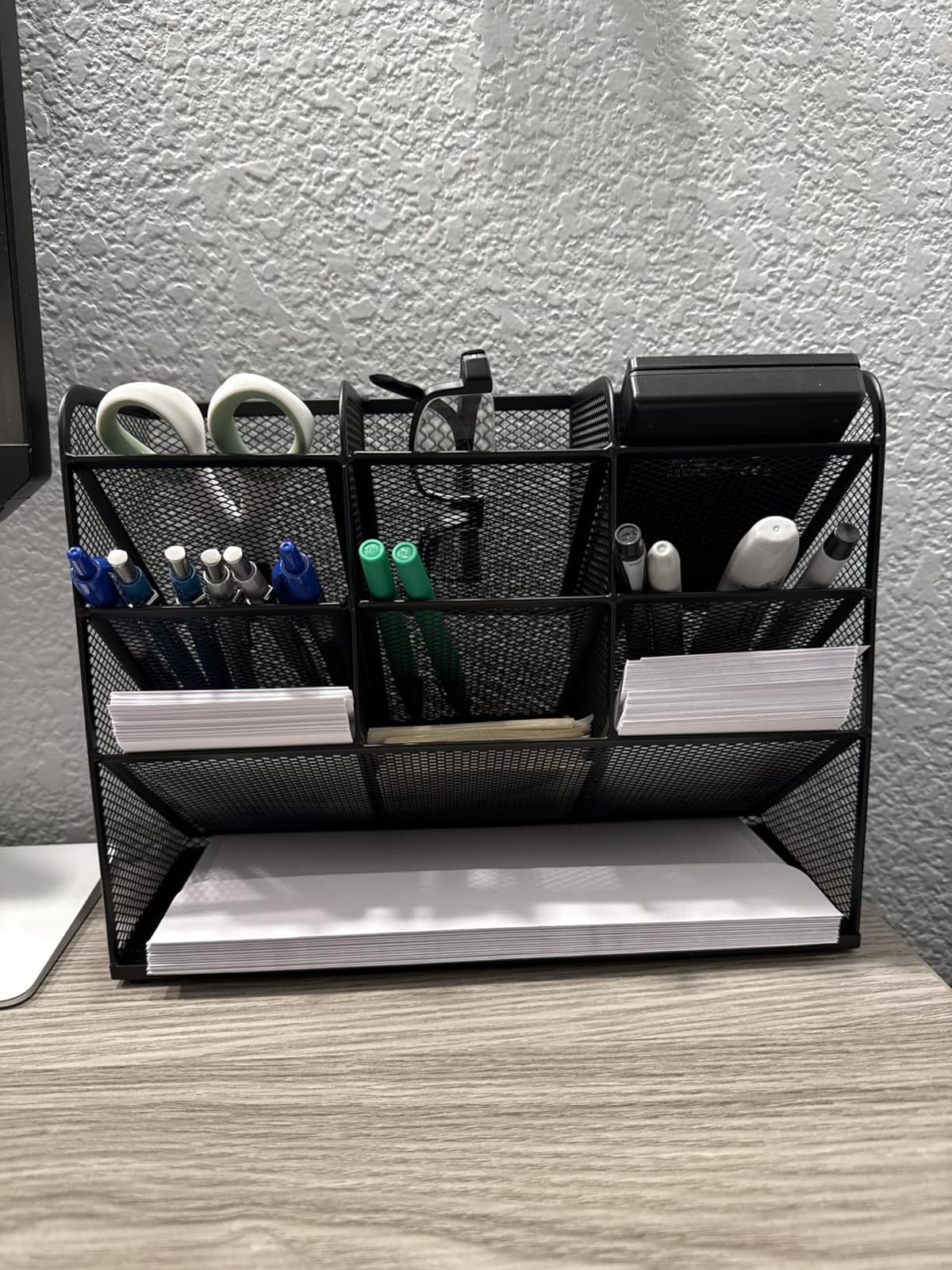 Marbrasse Mesh Desk Organizer, Multi-Functional Pen Holder, Desktop Stationary Organizer, Storage Rack for School Home Office Art Supplies (Mesh Pen Holder) customer photo 1
