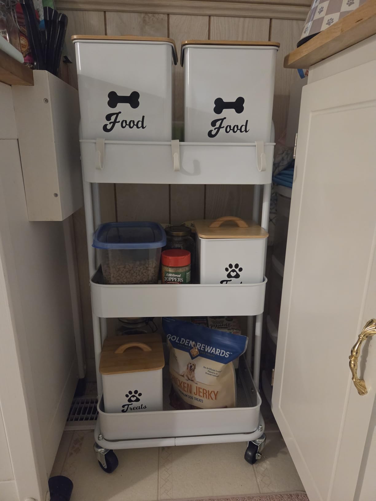 Simple Houseware 3-Tier Heavy Duty Metal Utility Rolling Cart, White customer photo 1