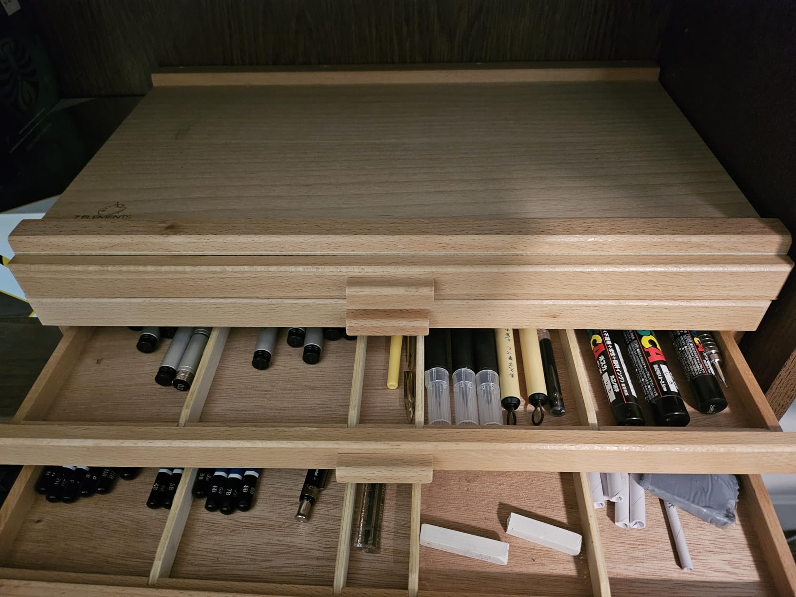 7 Elements 6 Drawer Wooden Artist Storage Supply Box for Pastels, Pencils, Pens, Markers, Brushes and Tools customer photo 1