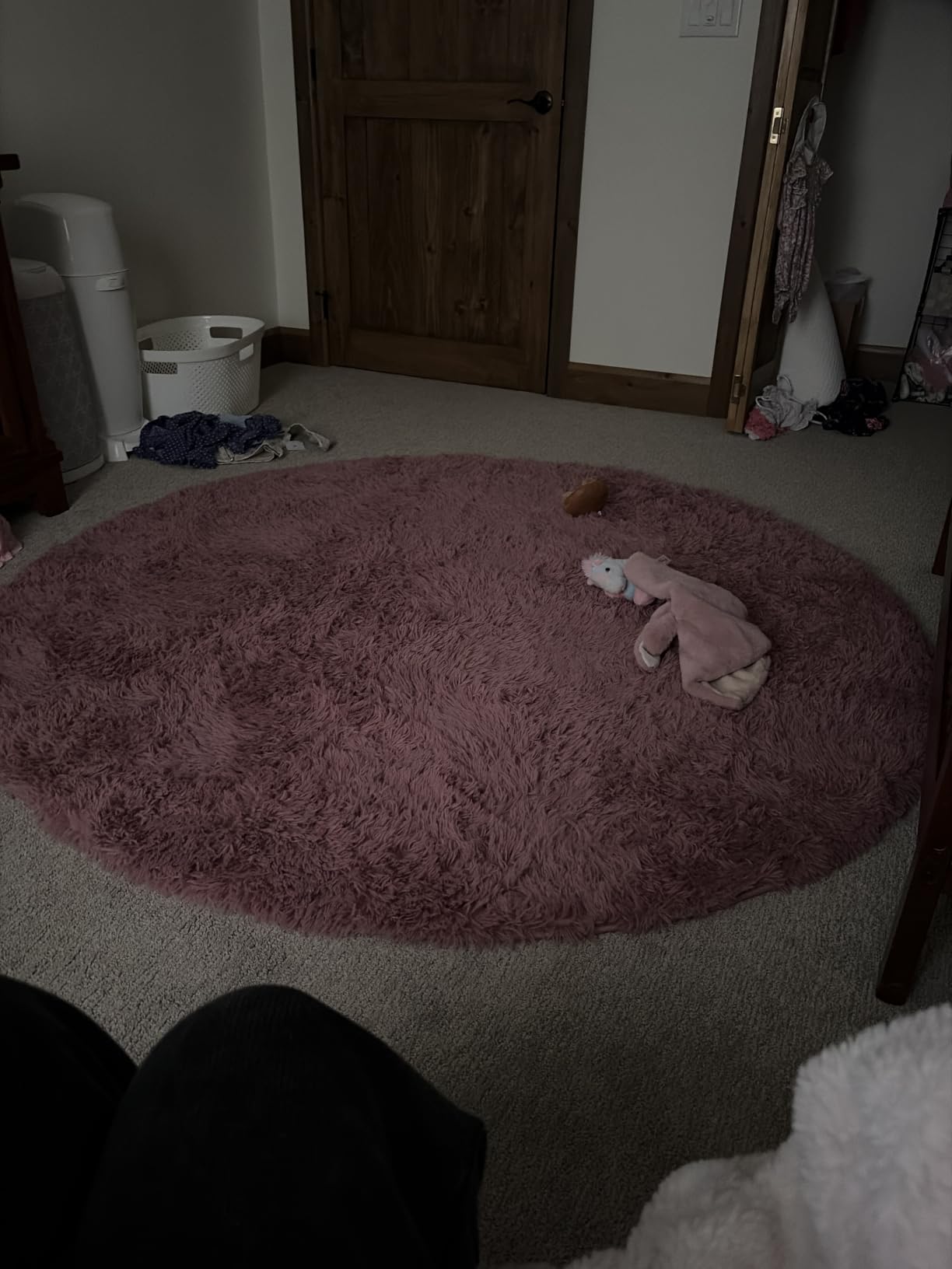 Amdrebio Pink Circle Round Fluffy Area Rug 4Ft for Girls Bedroom Kids Room customer photo 2