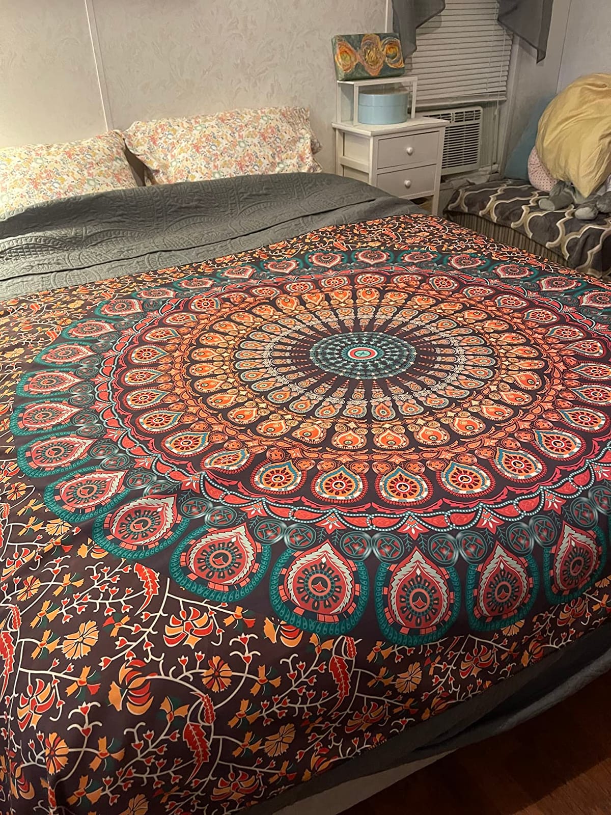 Lyacmy Bohemian Mandala Tapestry Hippie Tapestries Psychedelic Peacock Boho Tapestry Wall Hanging for Bedroom(51.2 x 59.1 inches) customer photo 1