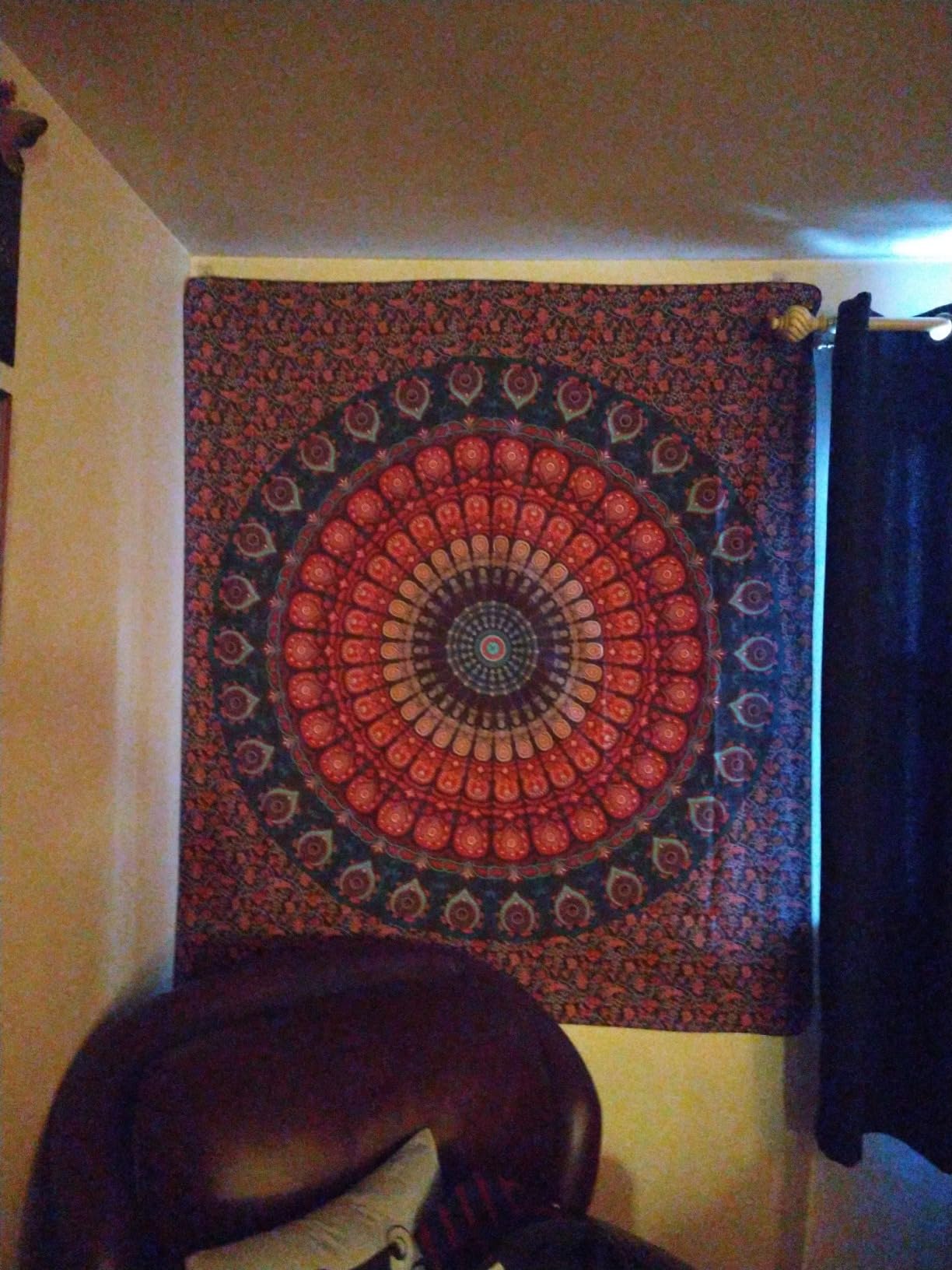 Lyacmy Bohemian Mandala Tapestry Hippie Tapestries Psychedelic Peacock Boho Tapestry Wall Hanging for Bedroom(51.2 x 59.1 inches) customer photo 2