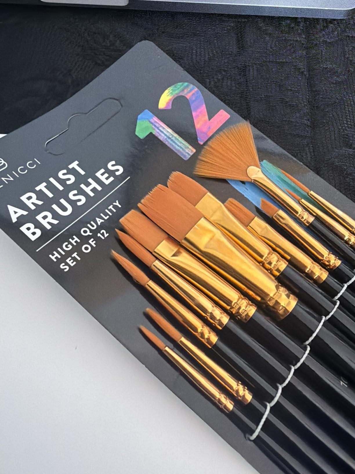 Professional Artist Paint Brush Set of 12 - Painting Brushes Kit for Kids, Adults Fabulous for Canvas, Watercolor & Fabric - for Beginners and Professionals - Great for Water, Oil or Acrylic Painting customer photo 2