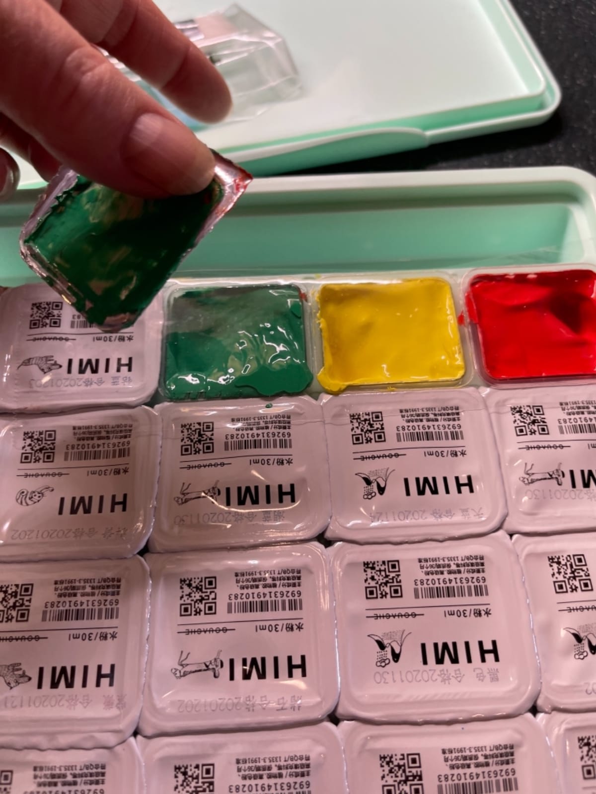 HIMI Gouache Paint Set, 24 Colors x 1 oz, Jelly Cup, Non-Toxic(Green) customer photo 2