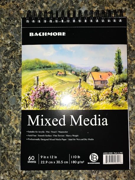 Bachmore Drawing Pad 9X12 Inch (110lb/180g), 60 Sheets, Top Spiral Bound Multi-Media for Artist Pro & Amateurs | Acrylic Art, Ink, Paint, Oil Pastels,Watercolor Mixed Media Sketch customer photo 2