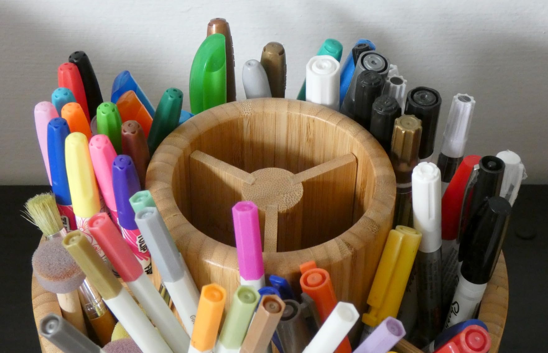 Utoplike Bamboo Rotating Art Supply Desk Organizer, Pencil Holder Desktop customer photo 1