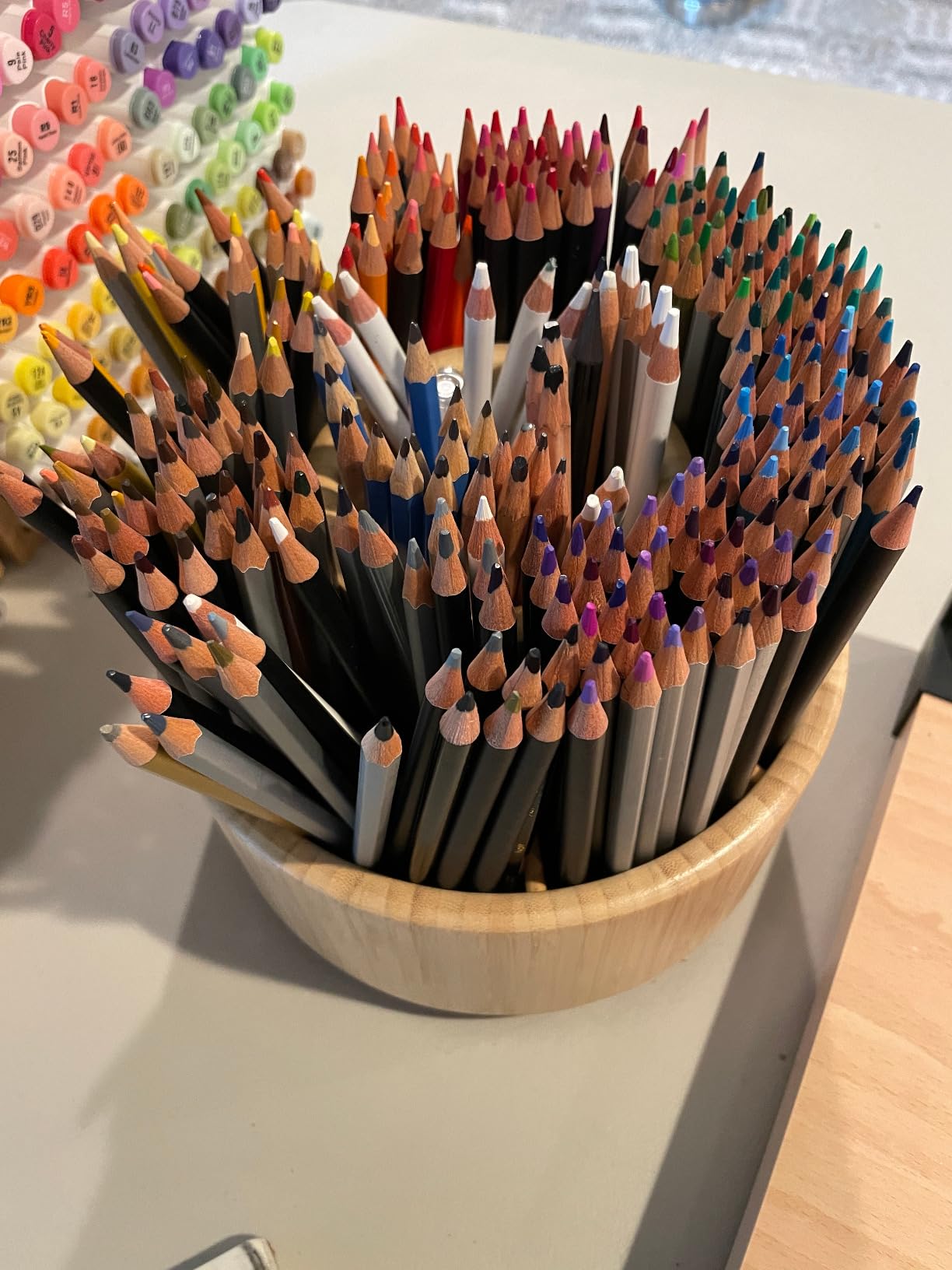 Utoplike Bamboo Rotating Art Supply Desk Organizer, Pencil Holder Desktop customer photo 2
