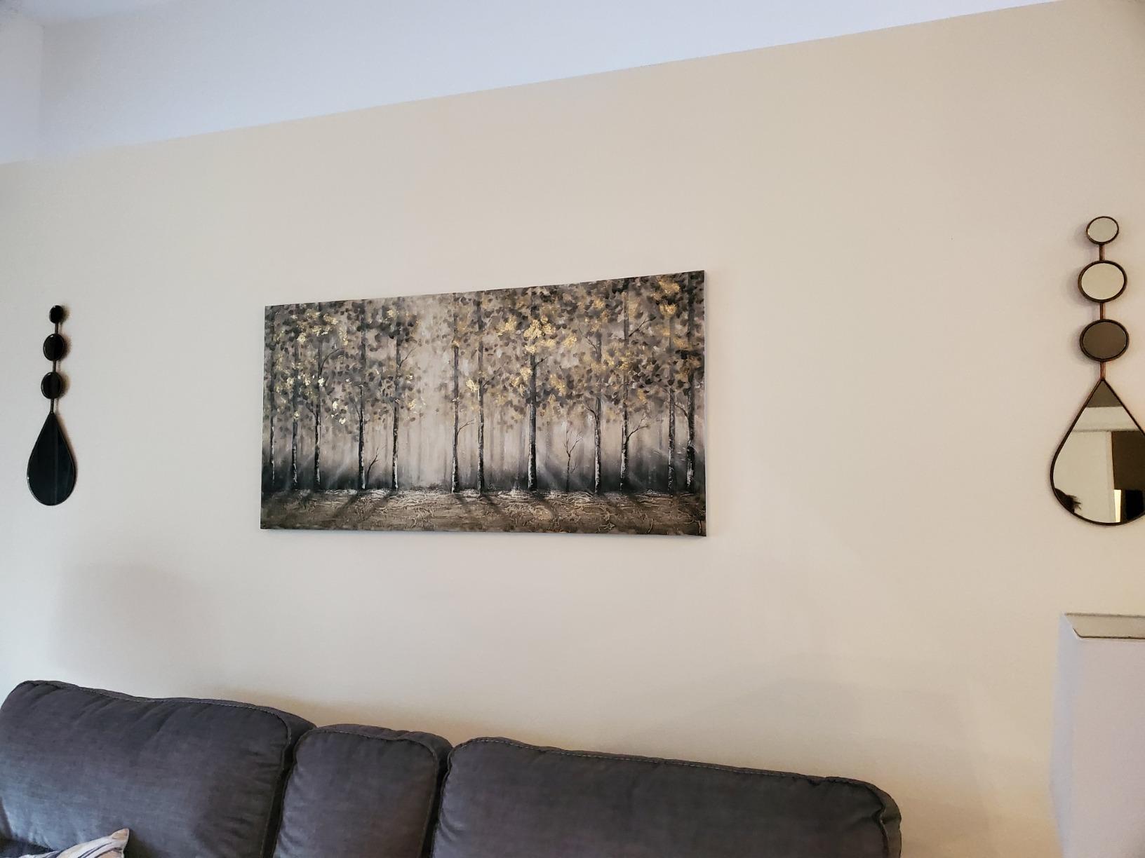 V-inspire art, 24x48 Inch Modern Impressionist Tree art 100% Hand Painted Canvas Wall art Oil Painting Large Paintings Gray Wall Decoration Acrylic Paint Knife Painting customer photo 2