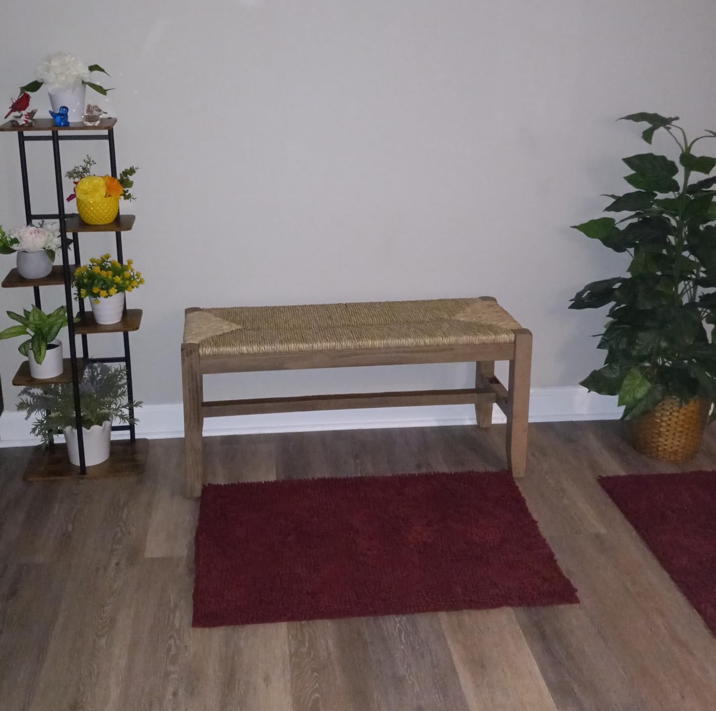 Alaterre Newport Solid Wood Entryway Bench with Rush Seat, Natural customer photo 1