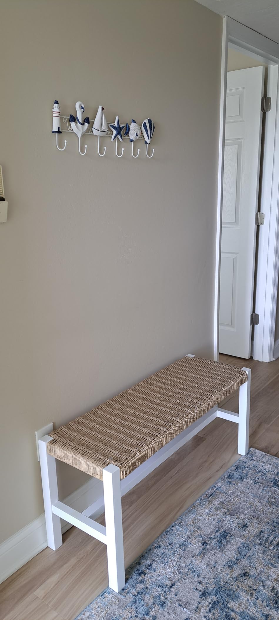 Alaterre Newport Solid Wood Entryway Bench with Rush Seat, Natural customer photo 2