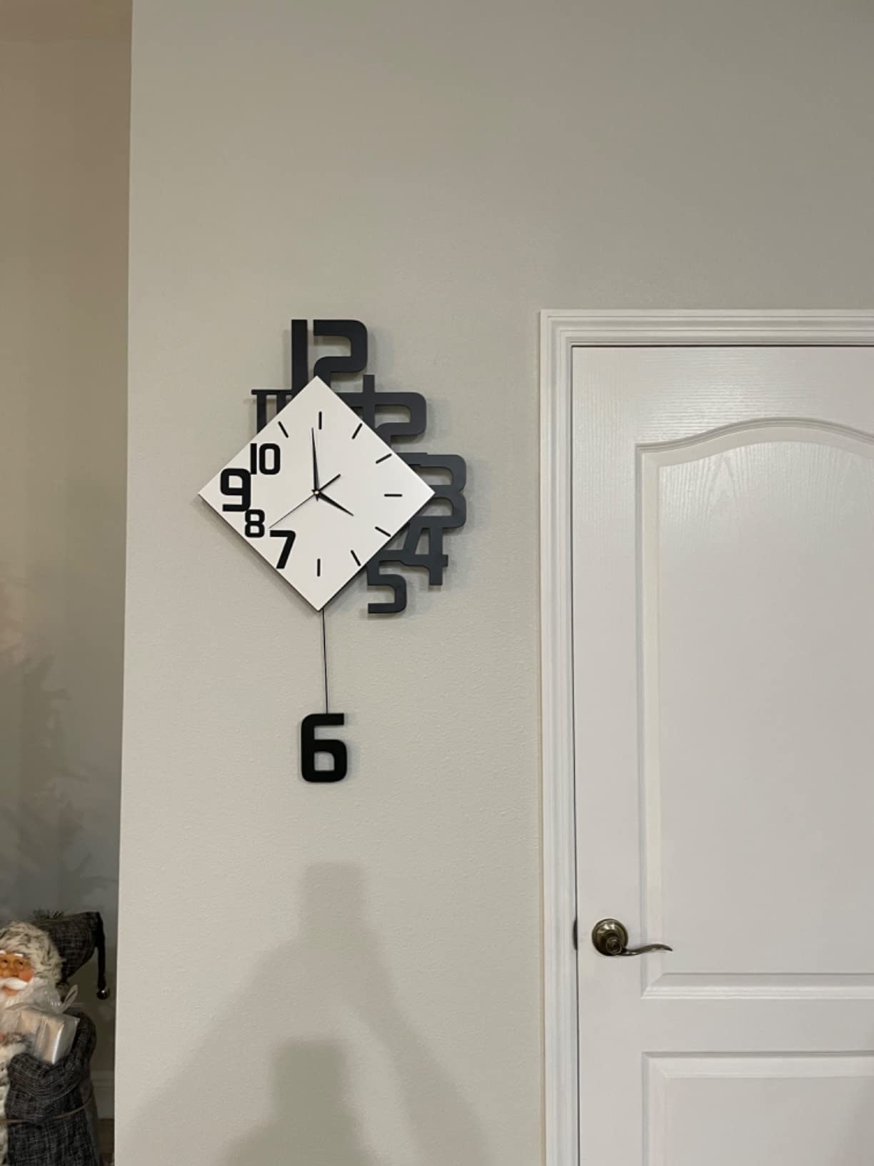 FLEBLE Modern Large Wall Clocks for Living Room Decor Big Silent Pendulum Wall Clock Battery Operated for Office Kitchen Bedroom Home Decoration Wooden 30 Inch Giant White Wall Watch Clock Non-Ticking customer photo 1