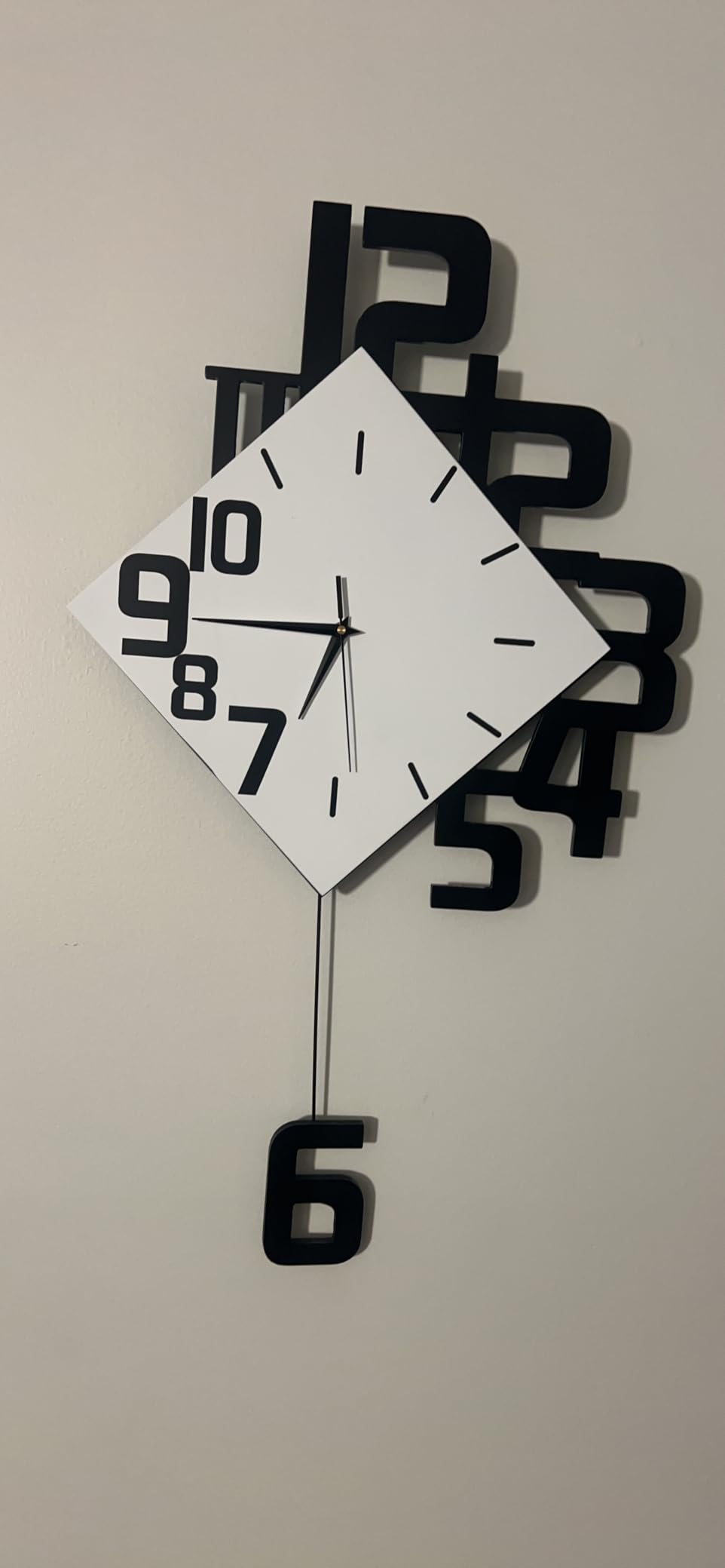 FLEBLE Modern Large Wall Clocks for Living Room Decor Big Silent Pendulum Wall Clock Battery Operated for Office Kitchen Bedroom Home Decoration Wooden 30 Inch Giant White Wall Watch Clock Non-Ticking customer photo 2